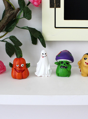 万圣节小怪物套四装饰插件摆件搞怪可爱幽灵南瓜节日礼品树脂工艺