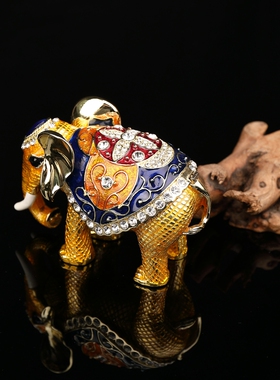 旅行纪念品合金首饰盒泰国大象金属工艺品珠宝装饰V盒创意家居饰