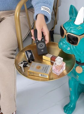 创意法斗狗大摆件客厅收纳托盘存钱罐乔迀M迎宾新居玄关家居饰品