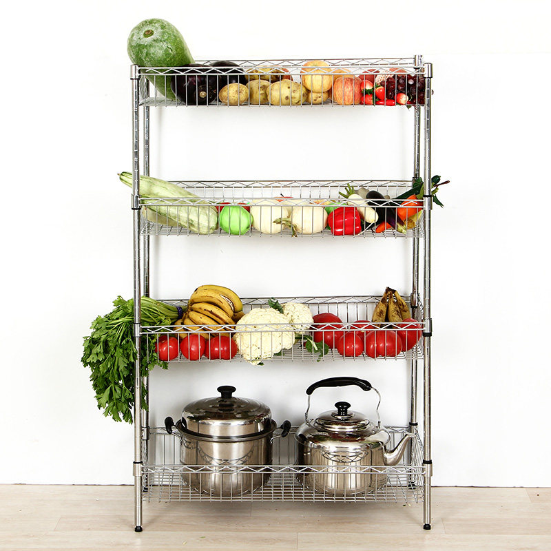厨房置物架收纳j架水果蔬菜架子不锈钢色菜架层架放菜篮子轮子,淘宝优惠券,粉丝福利购,淘宝优惠卷