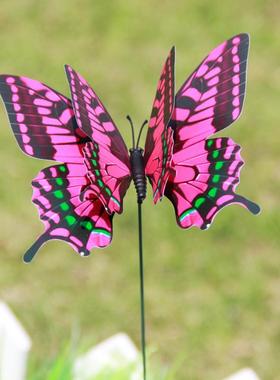 适配户外防水双层立体仿真蝴蝶装饰12CM插杆蝴蝶花园林草地花盆装