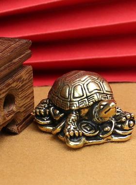 0纯铜乌龟摆件长寿元宝龟黄铜工艺品办公室装饰品客厅黄铜中式桌