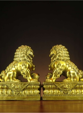 全铜狮子摆件  北京狮一对家居店铺铜狮子摆件厂家