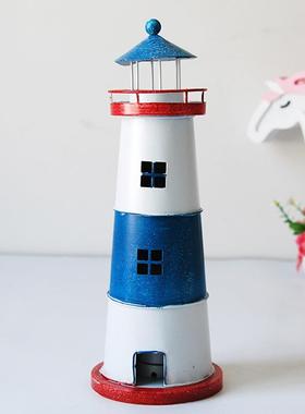 0铁皮烛台灯塔 地中海浪漫摆饰拍摄道具 家居桌面装饰摆件海洋灯