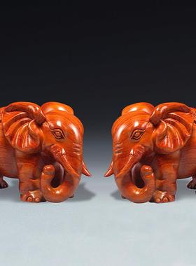 花梨木雕吸水大象一对实木摆件家居客厅电视柜装饰工艺礼品摆饰乔