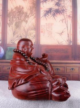 木雕弥勒佛装饰家居入口装饰客厅迁居新家大笑佛大肚佛开门红礼物