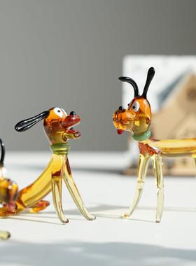 淄博琉璃手作可爱俏皮狗桌面摆件卡通治愈小狗公仔书桌装饰品礼物