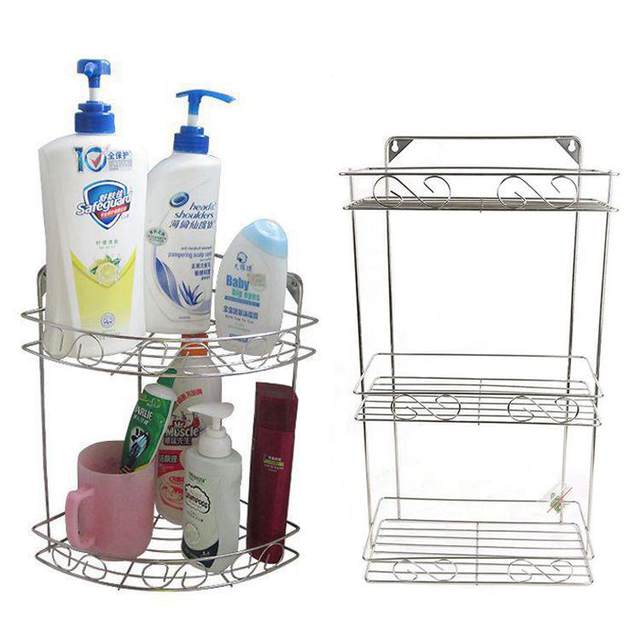 No punch-free stainless steel kitchen triangular storage rack seasoning rack bathroom storage rack triangle basket wall-mounted storage rack