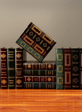 欧式办公室书本模型拍照道具x仿真书收纳盒复古假书道具装饰品摆