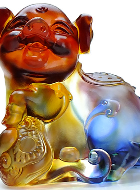 琉璃小猪摆件卧室k男生金猪装饰品猪猪小工艺品搬家适合送的礼物