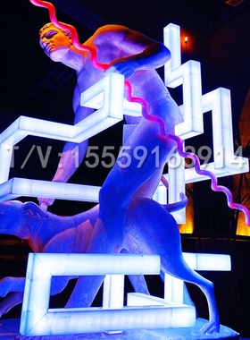 TAO桃酒吧古罗马古希腊人物雕塑发光音乐酒吧KTV落地玻璃纤维大摆