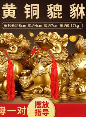 黄铜貔貅摆件一对公母皮丘铜貔貅开业送礼店铺办公室家居工艺品
