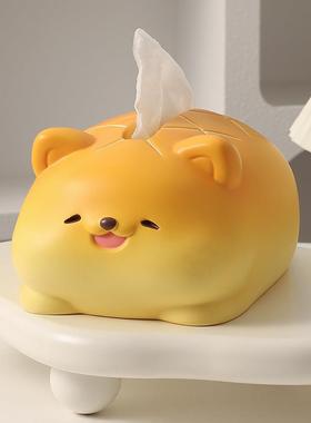 创意菠萝包小狗纸巾盒高颜值摆件ins风客厅茶几抽纸盒家居装饰品