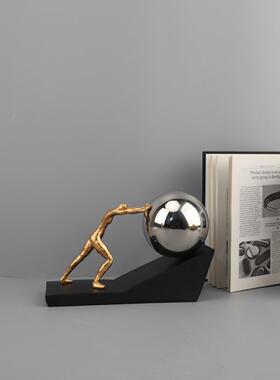 北欧创意运动推球人物摆件客厅卧室玄关书房电视柜样板房家居饰品