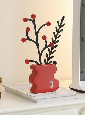 wozoom卧室电视柜饰品家居桌面玄关仿真花装饰摆件轻奢高档