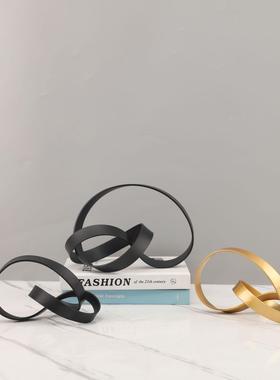 金属铁艺缠绕工艺品北欧轻奢创意家居客厅办公桌面玄关软装饰摆件