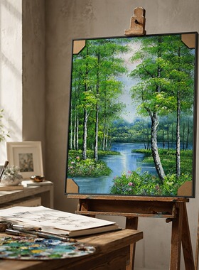 《春林清溪私语》系列一/50*60布面客厅玄关艺术油画治愈系挂画田