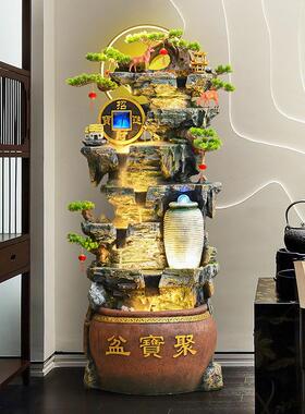中式假山流水喷泉客厅循环水景招财风水轮公室聚盆装饰品摆件