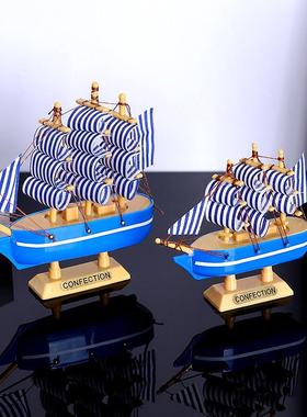 地中海一帆风顺帆船小摆件模型家居玄关酒柜蛋糕烘焙小甜品装饰品