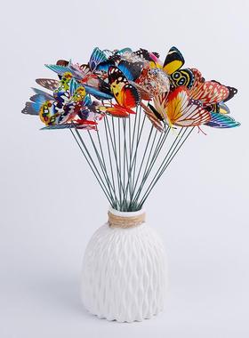 夜光蝴蝶10CM仿真园艺插杆蝴蝶装饰跨境热销花园装饰夜光仿真蝴蝶