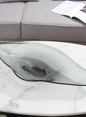 家居现代酒店前台摆件 灰色玻璃水果盘样板房装饰售楼处摆场摆设