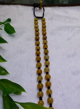 天然老坑翡翠黄翡项链镶纯银卡扣檀木吊坠挂件 招财转运珠男女款