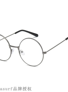 Japanese metal round frame art flat lens Korean version non