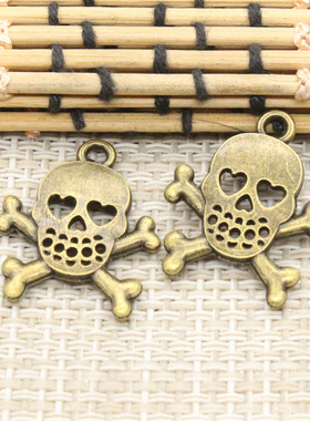 古青铜DIY吊坠 饰品配件 骷髅头 25x21mm 20个 T10449