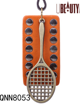 2022时尚吊坠项链义乌小商品首饰个性羽毛球拍男士真皮项链毛衣链