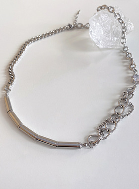 ins网红同款嘻哈风超酷男女钛钢项链个性时尚设计感秋冬款毛衣链