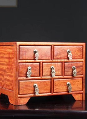 缅甸花梨首饰盒中式珠宝箱红木饰品收纳盒梳妆箱婚嫁礼品镜箱