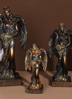 天使摆件希腊财富女神树脂工艺品神话人物酒柜书房装饰雕塑工艺品
