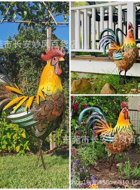 新品XlIronRoosterXl铁公鸡铁制公鸡雕塑草坪花园摆件装饰礼物