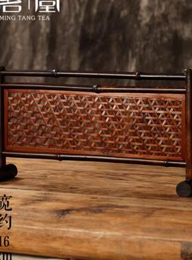 极速新中式桌面屏风隔断挡板家用小复古装饰摆饰栅栏围栏摄影道具