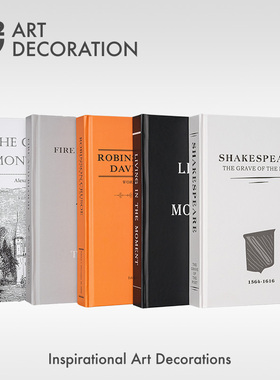 中号英文仿真书可翻页假书道具摆件样板房间家具S展厅书柜软装饰