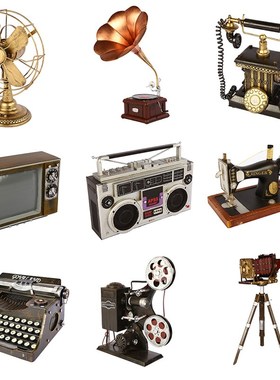 复古怀旧模型老式留声机收音机照相机电话机摆件T拍摄道具橱窗装