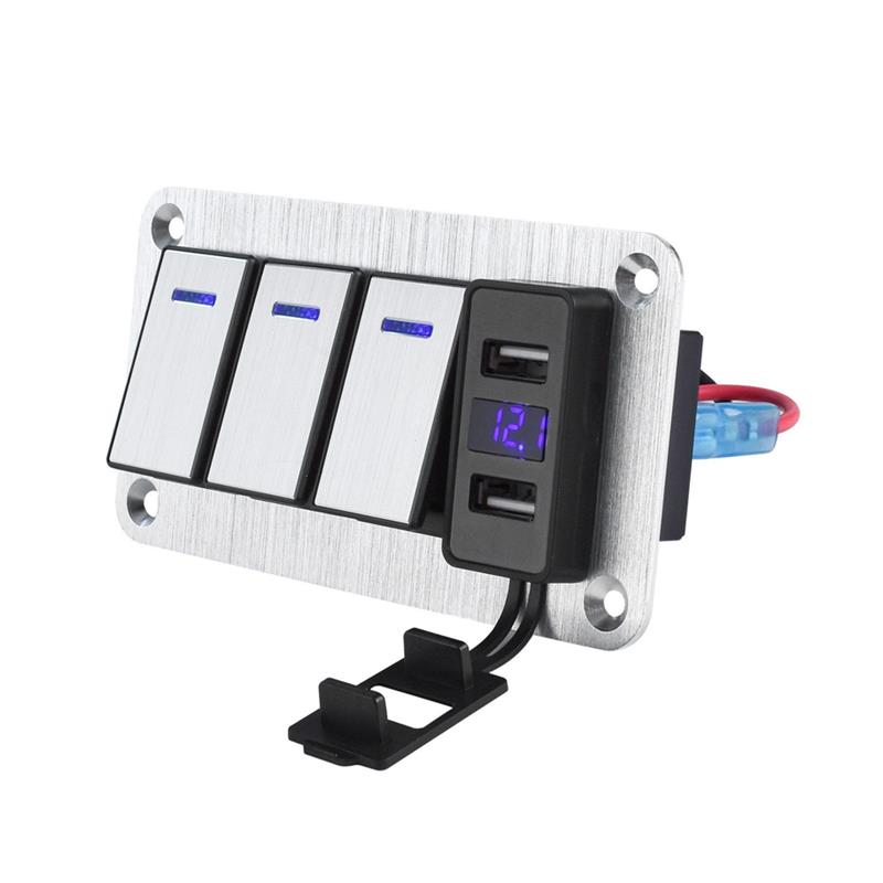 金属防水开关带车充带灯船型开关按钮开关控制开关电源翘板开关 - 图3