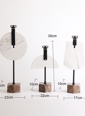 现代新中式禅意平安扣大理石摆件样板房书房酒店客厅玄关软装饰品
