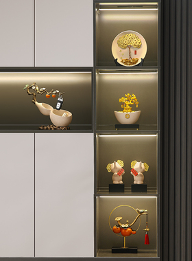 客厅电视柜酒柜装饰摆件高档家居乔迁饰品新中式招财办公室工艺品