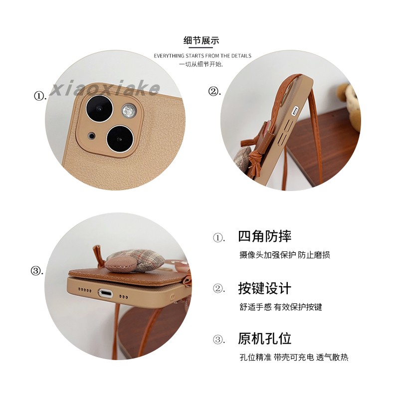 iphone16手机壳带卡包布棉小蘑菇适用苹果15promax斜挎可背插卡14小羊皮全包防摔13挂绳背带华为p70女小米14