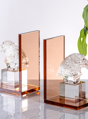 水晶书靠摆件现代简约装饰书房摆件客厅样板间轻装摆设创意书立档