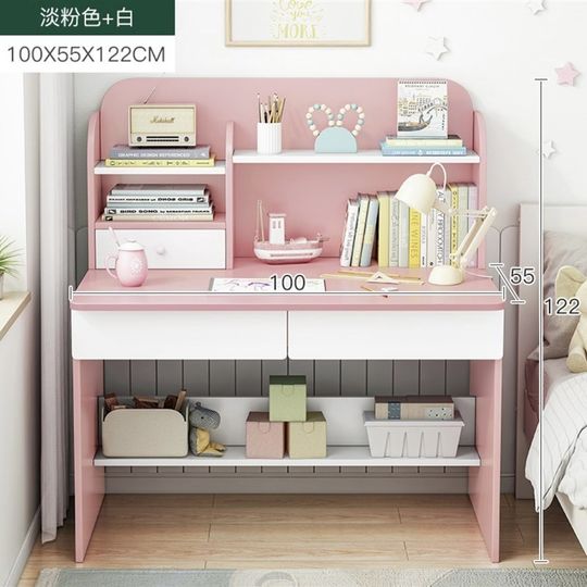 厂促儿童书桌写作业桌电脑桌椅子实木可升降书桌书柜一体学习品