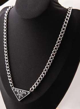 Personality Triangular Titanium Steel Necklace Letter Pendan