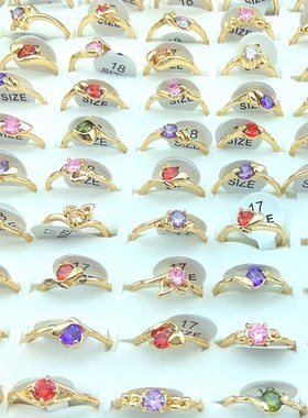 好货High Quality Gold Color Real Zircon Rings Fashion Zircon