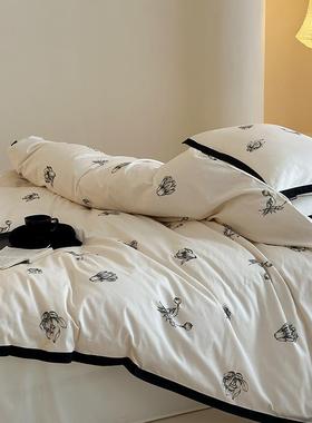 东方美学·少女心复古全棉磨毛四件套纯棉冬季高级床单被套