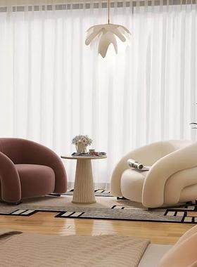 奶油风布艺沙发简约创意小户型客厅单人沙发椅服装店休息区小沙发