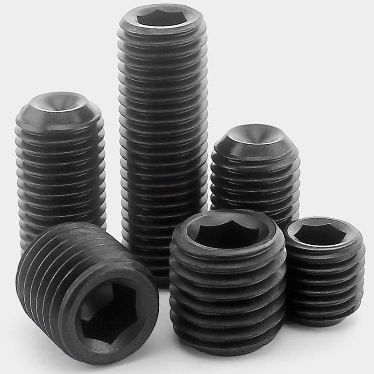 M4M5M6M8黑色304不锈钢无头内六角螺丝镀黑锌顶丝紧定止付基米 - 图1