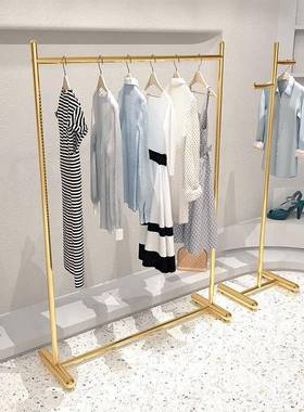 电镀钛金亮面不锈钢展示架服装店落地架女装店中岛架高档陈列货架