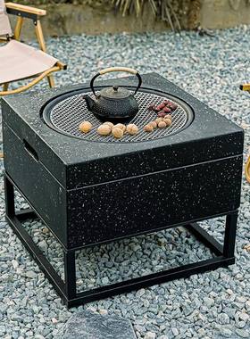 简约户外围炉煮茶家庭聚餐烧烤炉庭院火盆取暖炉烤火炉直销