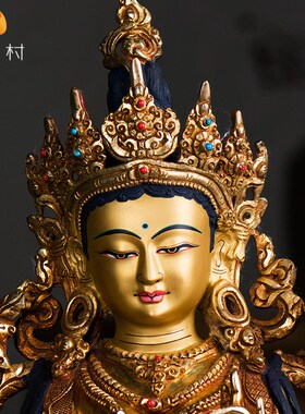 绿度母铜像 手工铜像尼泊尔10寸铜全鎏金手工艺品居家铜像摆件